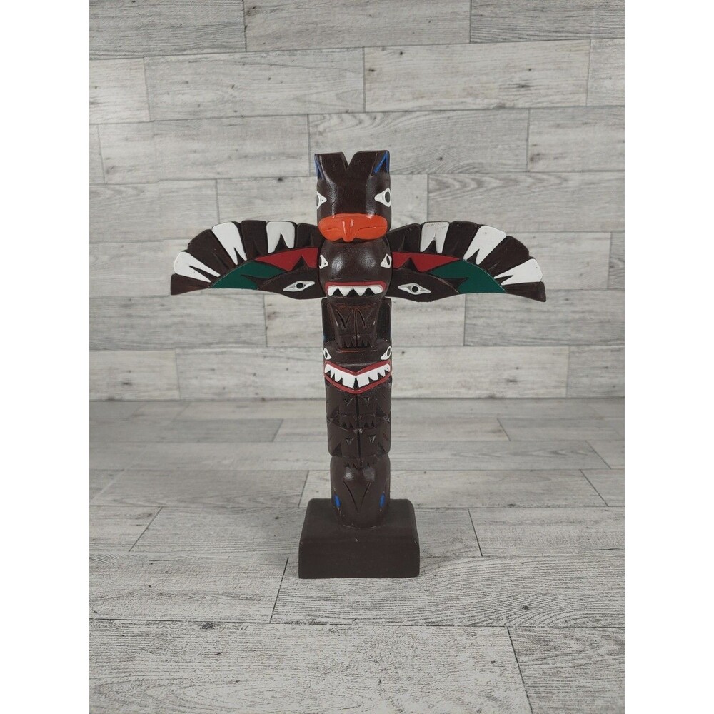 Authentic Alaska Craft Totem Pole Vintage Ketchikan Carved Wood 8.5"